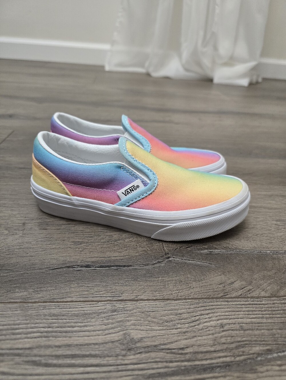 Vans Classic Slip On Rainbow Sneakers Pastel Gradient Girls Size 12